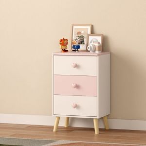[en.casa] - Commode pour enfants Sandnes 62 x 38 x 30 cm blanc rose