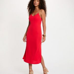 Morgan Robe mi-longue bretelles cha&icirc;ne rouge femme - Taille 38