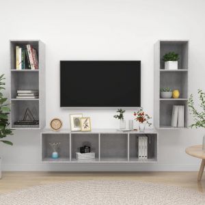 VidaXL Ensemble de meuble TV 3 pcs Gris béton Aggloméré - Gris