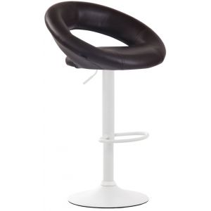 CLP Tabouret de bar Olinda en similicuir marron Métal blanc mat