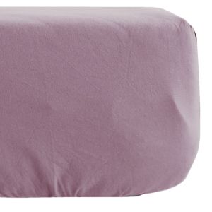 Vent du Sud Drap housse couleur prune en percale de coton 80 fils 90 x 190