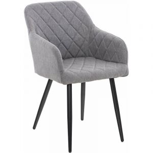 CLP Chaise de salle à manger Shila avec Piètement en Métal noir, Gris/Tissu