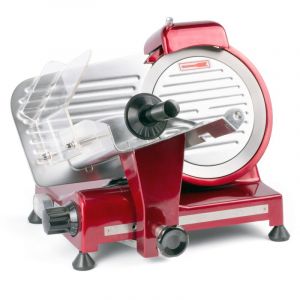 Hendi Trancheuse électrique, multi-usages, pour jambons, saucissons, viandes, Profi Line 220, lame Ø: 220mm, épaisseur de tranche (0-12mm), 220-240V, 280W, 506x435x(H)347mm, rouge, aluminium, inox