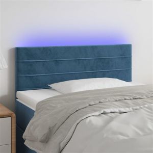 VidaXL Tête de Lit à LED Meuble de Chambre à Coucher Accessoire de Lit Simple Tête de Cadre de Lit Intérieur Bleu Foncé 80x5x78/88 cm Velours