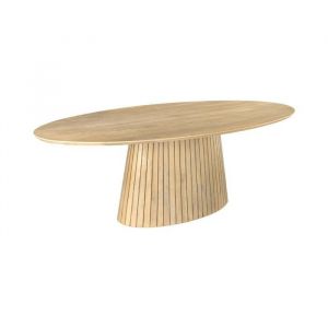 Table de salle &agrave; manger ORINO 220 cm &ndash; Plateau ovale en bois massif de manguier et structure en manguier et en acacia