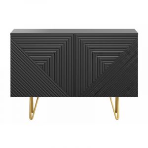 Miliboo Buffet design grav&eacute; noir et m&eacute;tal dor&eacute; 2 portes L107 cm ozen - Noir