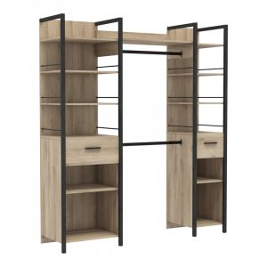 Deladeco Dressing extensible style industriel chêne/noir