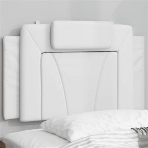VidaXL Coussin de t&ecirc;te de lit blanc 90 cm similicuir