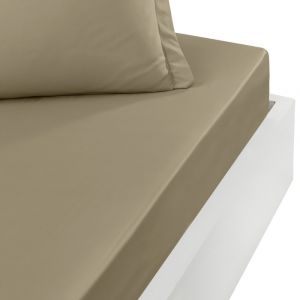 Sensei Drap housse en percale bonnet 40cm Taupe 160x200 cm