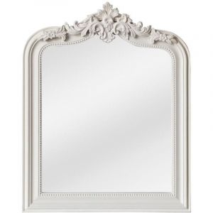 Miroir trumeau avec moulures en bois de paulownia - L. 80 x H. 100 cm - Blanc mat - NOVARA
