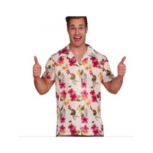 Fiesta guirca Chemise hawa&iuml;enne polyester fleurs exotiques homme 18920