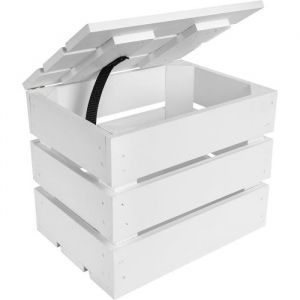 Creative Deco Grande Boite Rangement en Bois Blanc 27,5 x 20 x 21,5 cm Coffre Vintage