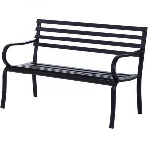 Outsunny Banc de jardin design contemporain 2 places dim. 124L x 62l x 81H cm m&eacute;tal &eacute;poxy noir