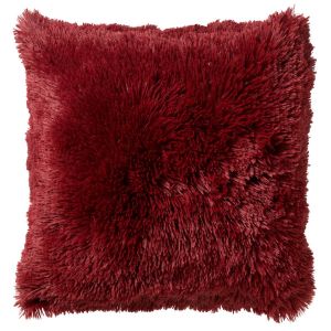 Dutch Decor Housse de coussin rouge fausse fourrure-45x45 cm uni