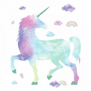ROOMMATES Stickers muraux licorne paillettes vinyle 80,8 x 90,2 cm