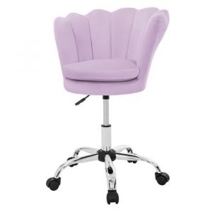 Ml-design - Chaise de Bureau en Velours, Violet Clair, Design Coquillage, Fauteuil Rembourrée, Dossier Ergonomique, Réglable en Hauteur, Pivotante
