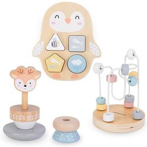 Jouets en bois - Noname - Entrelacs colorés pyramide Deer trieur Penguin - 3 pièces - Mixte - 24 mois+