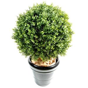 Pegane Plante artificielle haute gamme Spécial extérieur / Buis boule artificiel - Dim : H.65 x D.50 cm