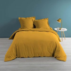 Housse de couette percale de coton luxe 220 x 240 cm Jaune ocre