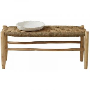 Image de Homemaison Banc marocain tressage damier bois naturel 100 x 35 x 35 cm