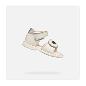 Geox Bébé Fille B VERRED B Sandale, White/Lt Silver, 20 EU