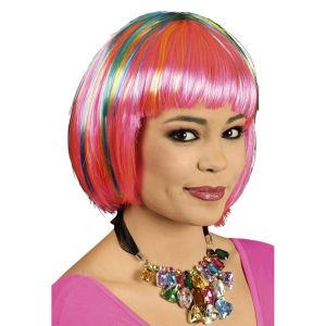 Ruedelafete Perruque Gigi Fuchsia/Turquoise/Jaune