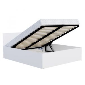 Lit coffre Paris 120 x 190 cm avec sommier &agrave; lattes relevable Blanc