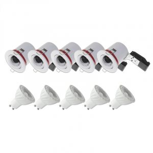 Image de Vision-El Pack 5x Support de Spot LED inclinable + Ampoule LED GU10 Spot 6W Dimmable 4000°K