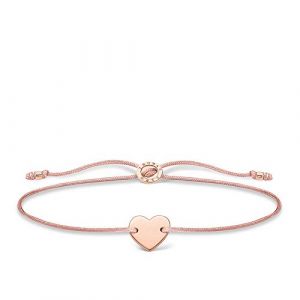 Image de Thomas Sabo Bracelet c?ur or rose nylon, Argent sterling 925, dor&eacute; or rose 18 carats Beige