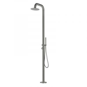 Naturel Douche extérieure en acier inoxydable, eau chaude & froide, grande tête de douche, douchette à main, gun metal (Naturel-3HGM)