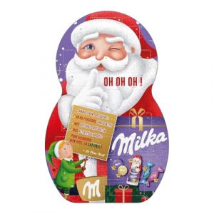 Milka 1 Calendrier de l'Avent Père Noël - Assortiment de Chocolat au Lait du Pays Alpin, Chocolat Blanc et Chocolat au Lait Fourré - 1 Calendrier de 26 Chocolats soit 213 g