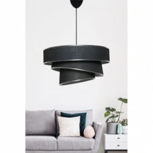 Image de Cotecosy Suspension 3 cylindres biscornus Inconditus Ø40cm Cotton Noir et Métal Noir et Argent