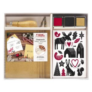 Graine Cr&eacute;ative Kit Linogravure Hiver Scandinave