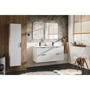Image de Bobochic Meuble double vasque Meuble de salle de bain 120 cm hilona blanc avec vasques incrust&eacute;es