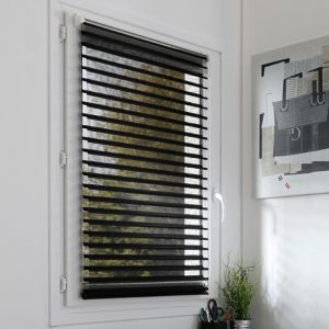 Madécostore Store enrouleur jour nuit duo voile sans percer - Noir - L91 x H150cm - Noir
