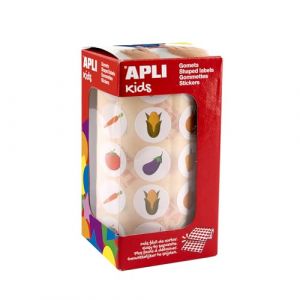 Rouleau de gommettes rondes - 20 mm - Motif légumes - Apli