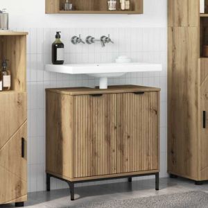 VidaXL Meuble de Lavabo de Salle de Bain avec stockage ch&ecirc;ne artisanal