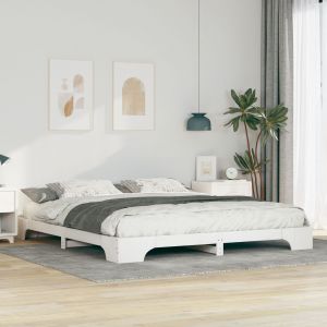 VidaXL Cadre De Lit Sur&eacute;lev&eacute; Blanc 180 X 210 Cm Bois Massif En Pin