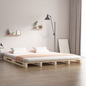 VidaXL Cadre de lit 160x200 cm Bois de pin massif Brun