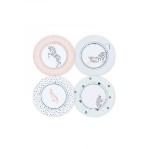 4 Assiettes en mélamine multicolores - D.21.5 cm