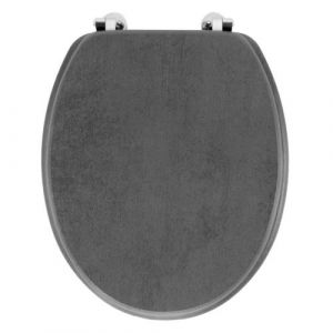 Douceur d'intérieur, Abattant WC à Charnières Métal (37,5 x 46 cm) Alium, MDF Effet Beton
