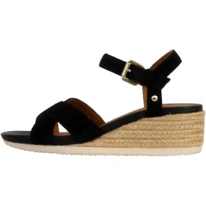 Geox Femme D Ischia Corda B Sandale compensée, Black, 37 EU
