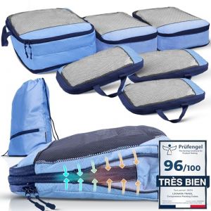 Organisateur Valise Compressible – Gagnez 70% d’Espace | Sac Compression Voyage Léger et Résistant | Rangement Valise Organisateur | Packing Cubes