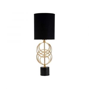 Lampe de table en métal doré avec abat-jour noir Ø 20x58,5 cm