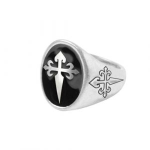 Bague chevalière fantaisie croix fleur lys femme - générique 26932