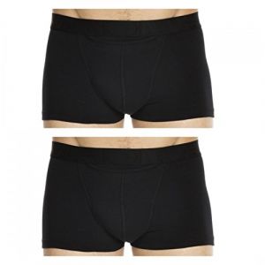 HOM Boxers Lot de 2 boxers HO1 ouverts en coton stretch noir - Couleur EU S - Taille Noir