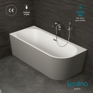 Baignoire semi-îlot Murale CAPRI GAUCHE Grise 170x76cm, by SPALINA