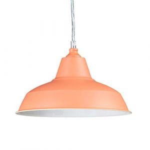 Relaxdays Suspension luminaire lampe à suspension abat-jour en métal avec couleur pétante tendance HxlxP: 112 x 28 x 28 cm lustre style industriel vintage retro usine hangar hauteur réglable, orange