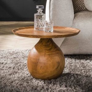 M&S Table basse ronde 60x41 cm en acacia naturel