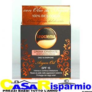 Leocrema Crema Viso Idratante con Olio di Argan Tutti i Tipi di Pelle - 50 ml - SPF 15